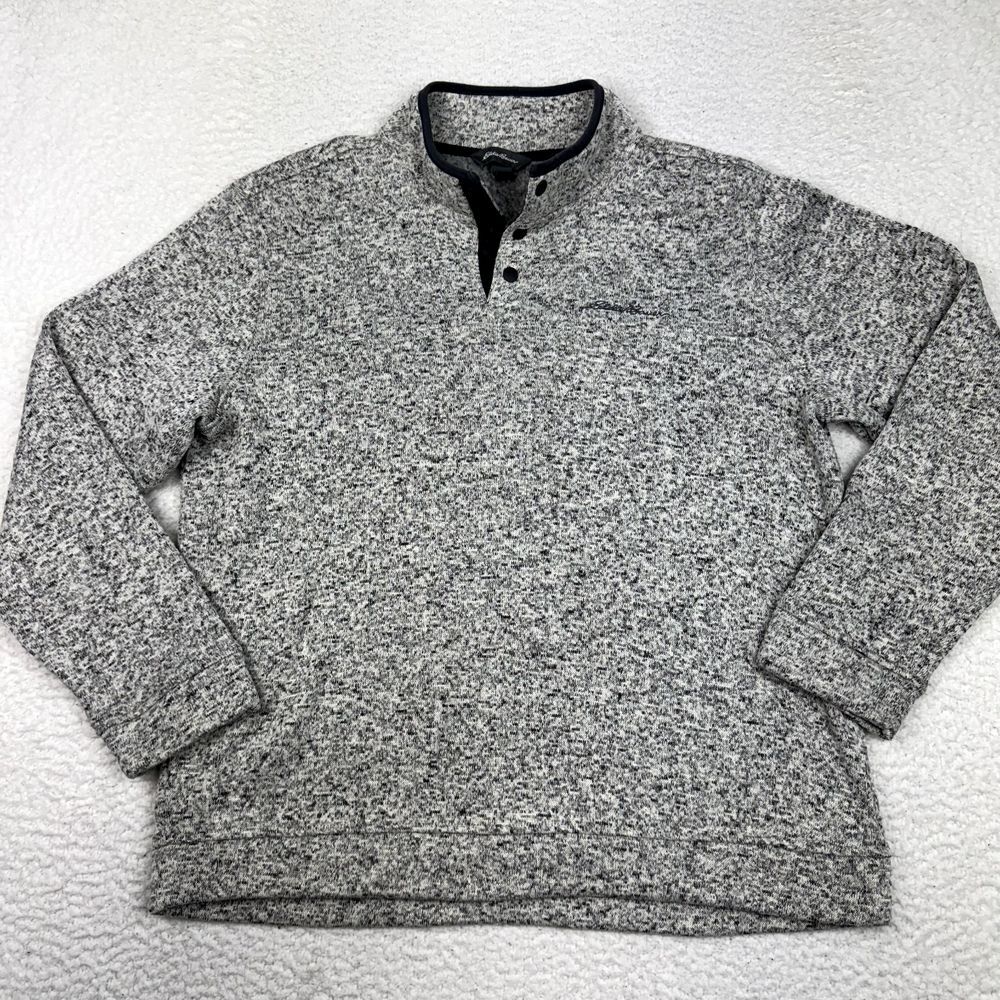 Eddie‎ Bauer Radiator Fleece Snap-Front Pullover Men's XL Gray Knit Sweater